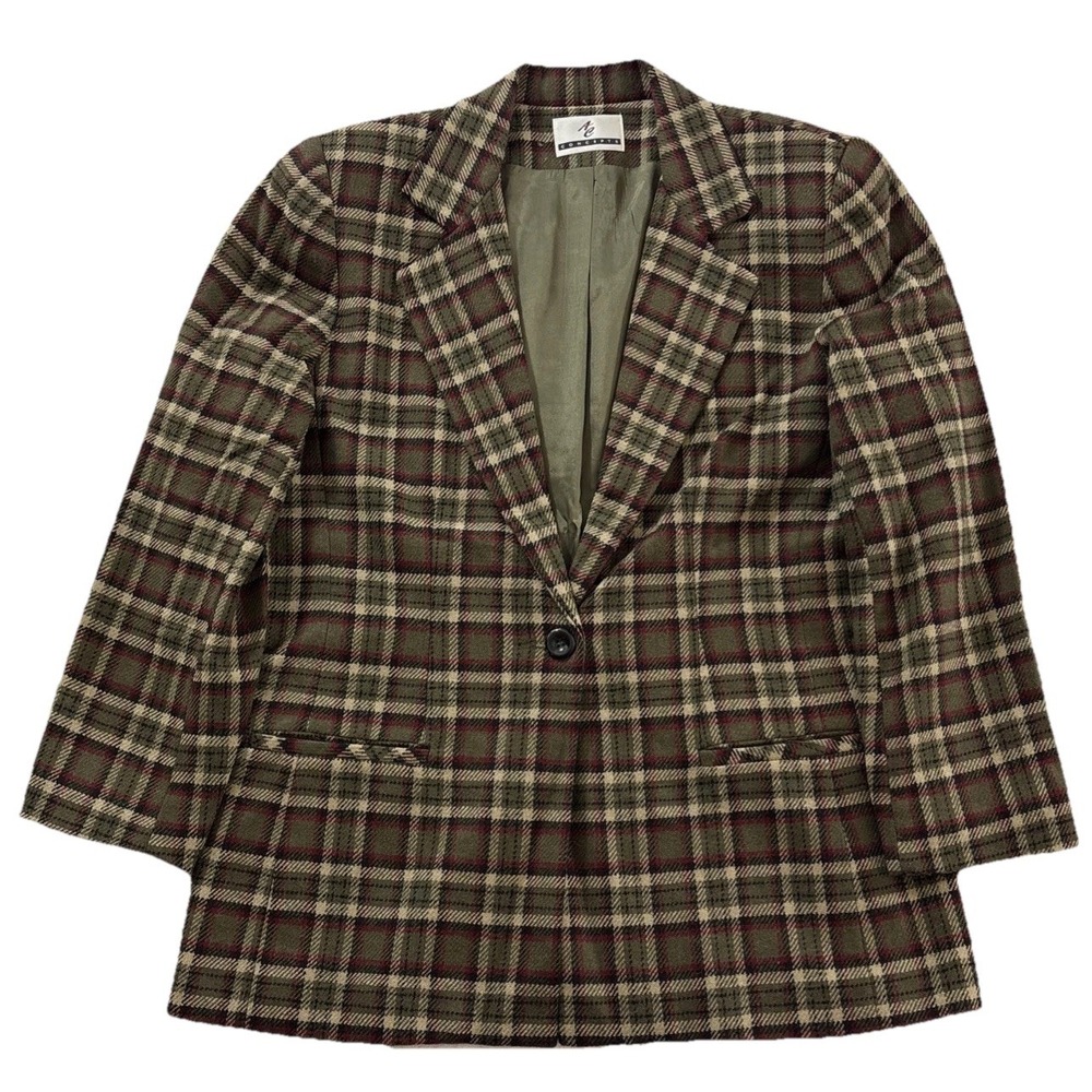 VTG AC Concepts Jacket Size 6 Made in‎ USA Plaid Wool Blend Blazer Style A515833